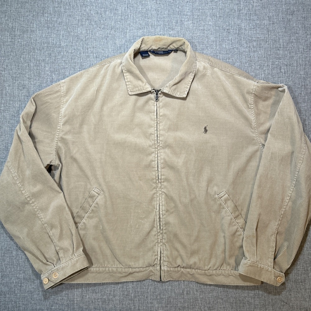 VTG Polo Ralph Lauren Corduroy Harrington Jacket Size XL Unlined Boxy 90s USA